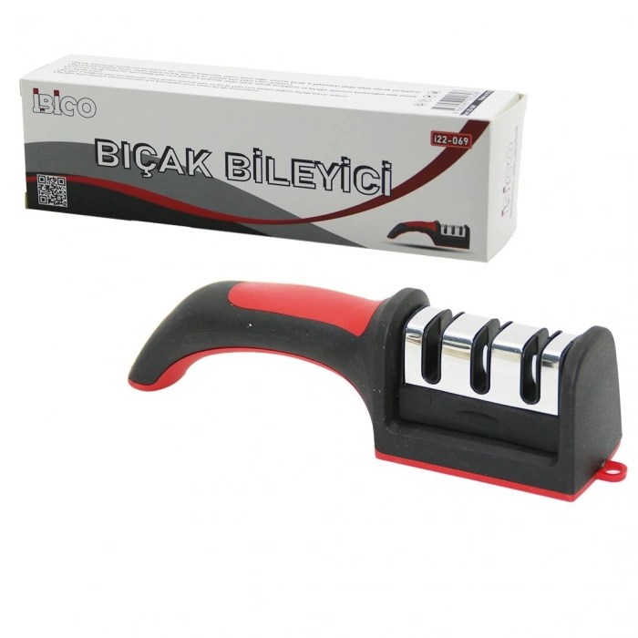 KUTULU  BIÇAK BİLEME  3 BOĞUMLU  RENKLİ PLASTİK SAPLI (5365)