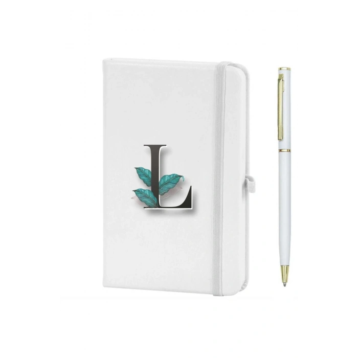 L Harfi Çiçek Baskılı Defter