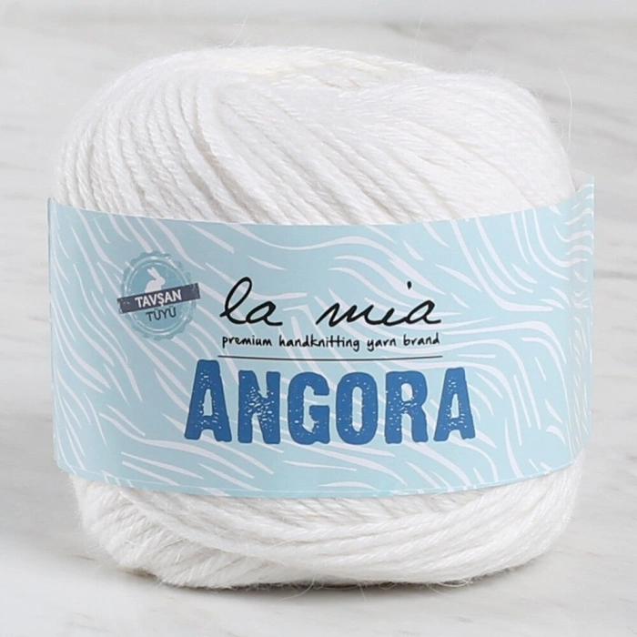 La Mia Angora 50gr White Hand Knitting Yarn - L001 - 33804