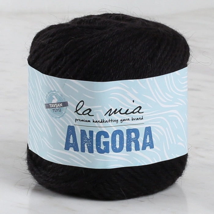 La Mia Angora 50gr Black Hand Knitting Yarn - L006 - 33810