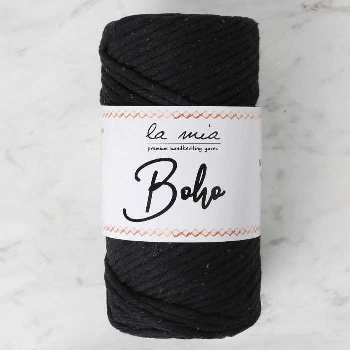 La Mia Boho Black Twisted Macrame Yarn - L006 - 33997