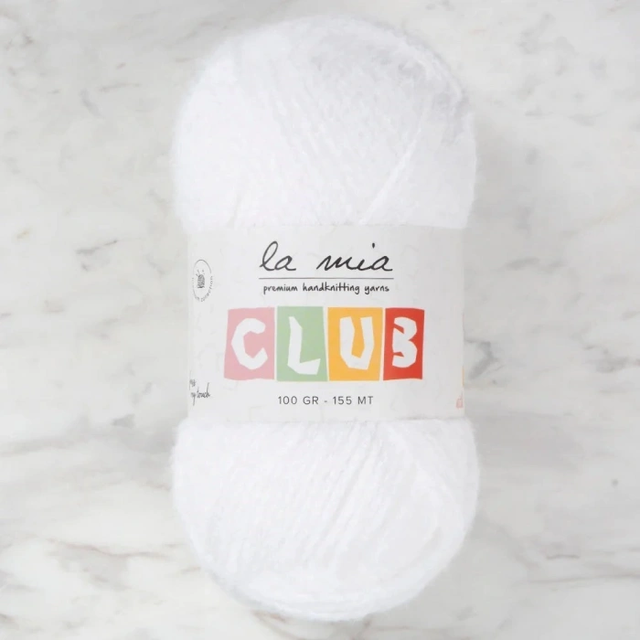 La Mia Club White Hand Knitting Yarn - 601