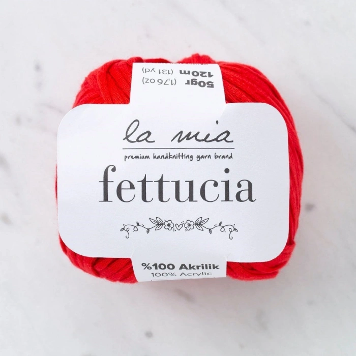 La Mia Fettucia Red Hand Knitting Yarn - L092 - 33882
