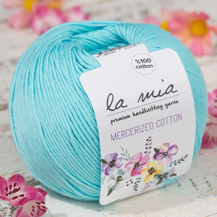 La Mia Mercerized Cotton Light Blue Hand Knitting Yarn - 123 - 33589