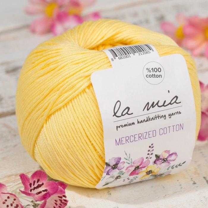 La Mia Mercerized Cotton Yellow Hand Knitting Yarn - 177 - 33584