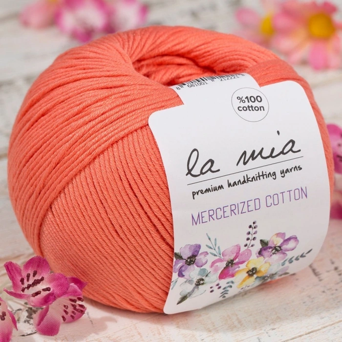 La Mia Mercerized Cotton Orange Hand Knitting Yarn - 13 - 33598