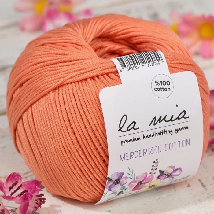La Mia Mercerized Cotton Orange Hand Knitting Yarn - 201 - 33581
