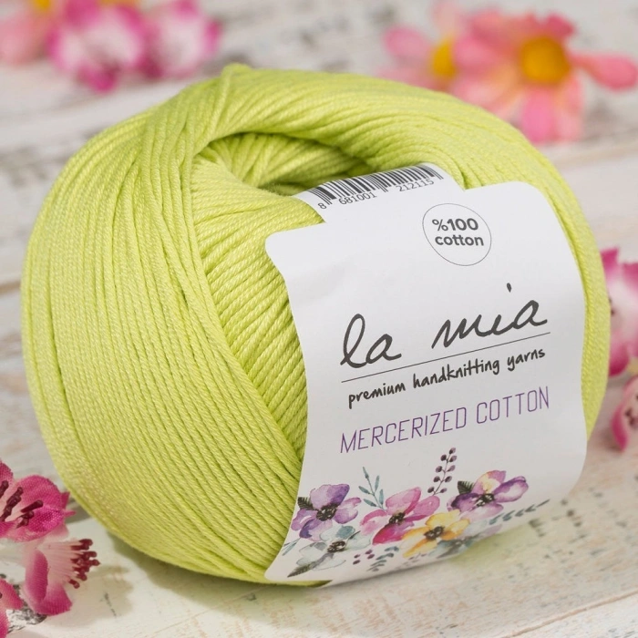 La Mia Mercerized Cotton Green Hand Knitting Yarn - 150 - 33587