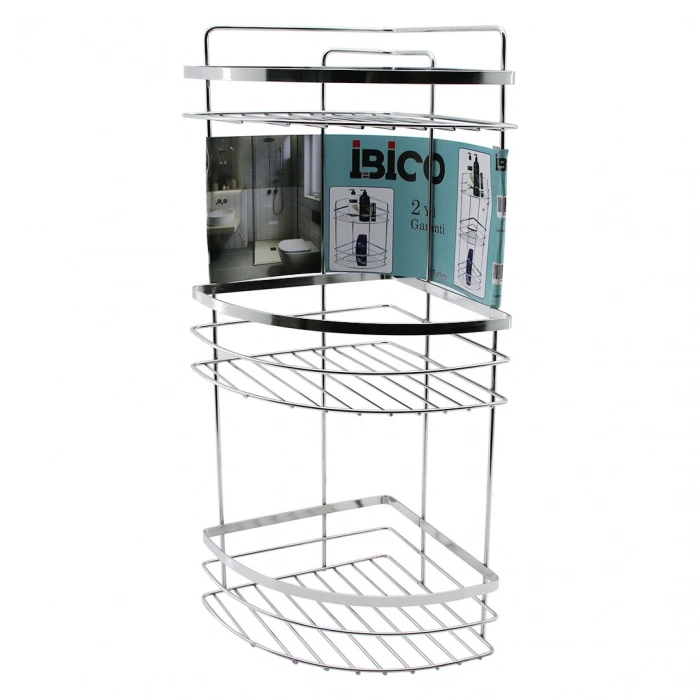 LAMALI   3 KATLI - ÜÇGEN   KROM   METAL  BANYO KÖŞELİK - DUŞKABİN RAF (5365)