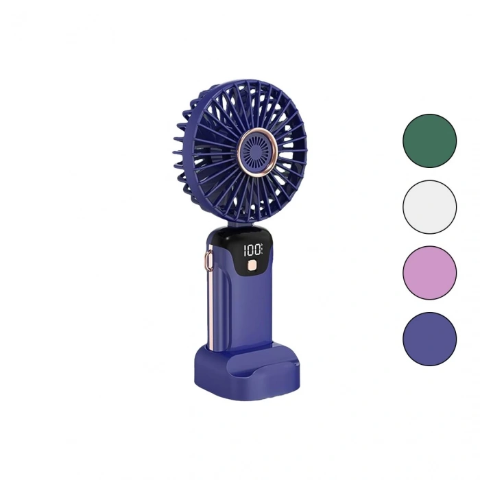 LED GÖSTERGELİ TYPE-C ŞARJLI MİNİ EL FANI SABİT BAŞLIK 5-KADEME HIZ TELEFONLUKLU M.ÜSTÜ AYAK VANTİLATÖR (5365)