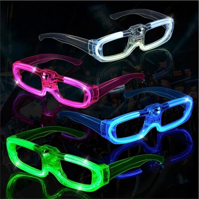 LED Light Up Battery Operated Party Glasses - Glow Effect 6 Pieces 5 Colors (5365)