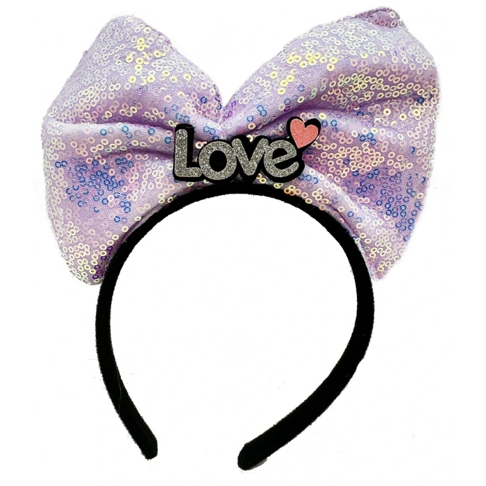 LED Lighted Silver Love Written Lilac Bow Crown