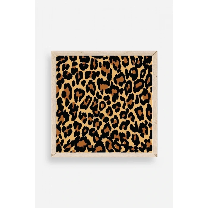 Leopar Deseni Ahşap Çerçeveli Tablo 23 x 23