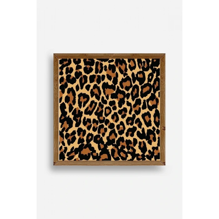 Leopar Deseni Ahşap Çerçeveli Tablo 23 x 23