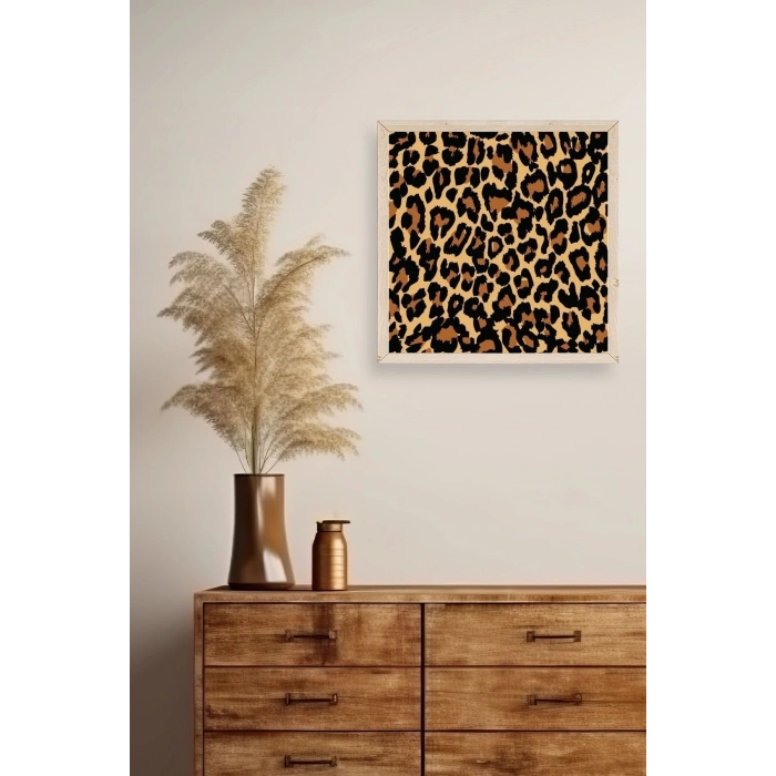 Leopar Deseni Ahşap Çerçeveli Tablo 23 x 23