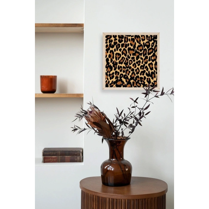 Leopar Deseni Ahşap Çerçeveli Tablo 23 x 23