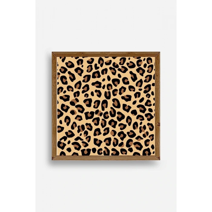 Leopar Deseni Ahşap Çerçeveli Tablo 42 x 42