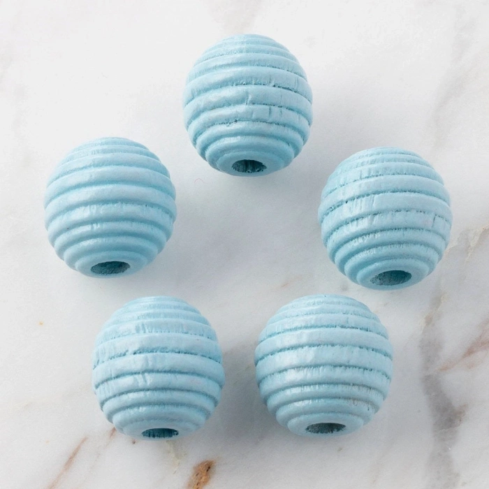 Loren 5 li Mavi Arı Kovanı Ahşap Boncuk