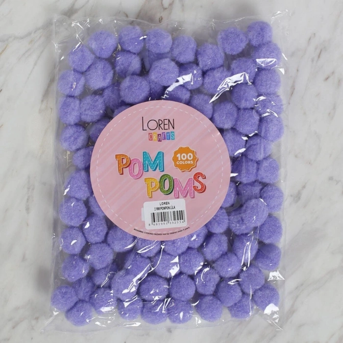 LOREN CRAFTS 2 CM 100 PIECES LILAC POMPOM