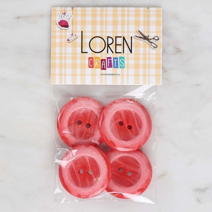 Loren Crafts 4lü Kırmızı Düğme - 1725
