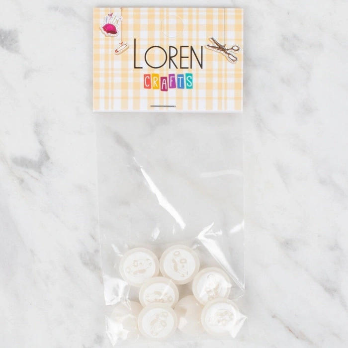 Loren Crafts 8 li Beyaz Düğme - 391