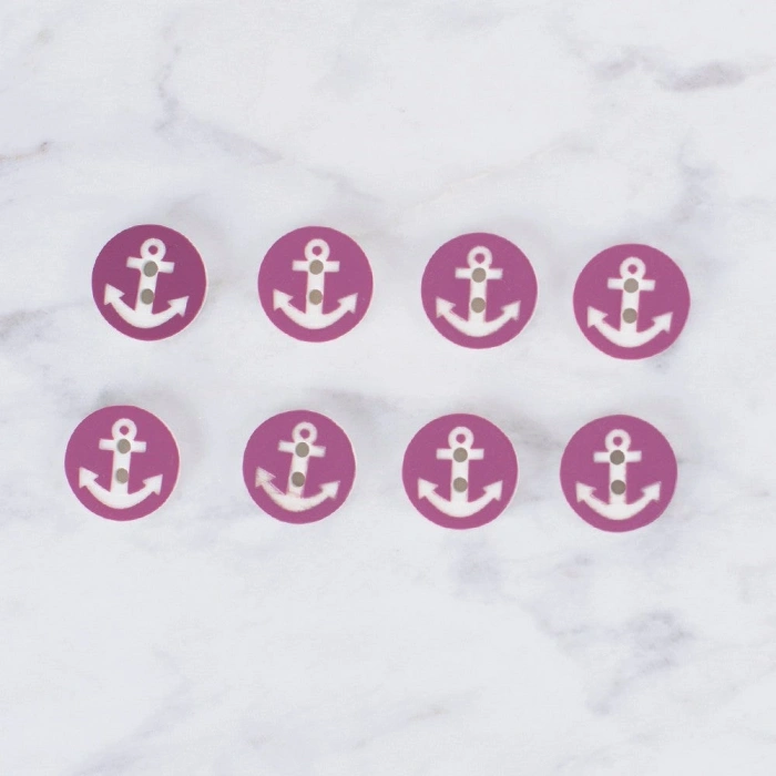 Loren Crafts 8 li Çapa Mor Düğme - 0427