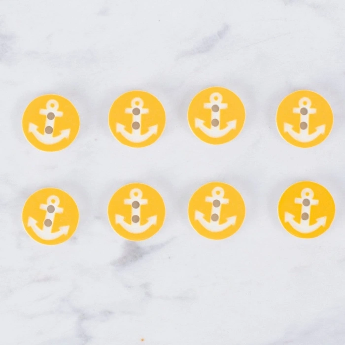 Loren Crafts 8 li Çapa Sarı Düğme - 0432