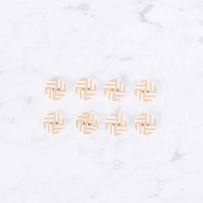 Loren Crafts 8 li Çizgili Bej Rengi Düğme - 0297