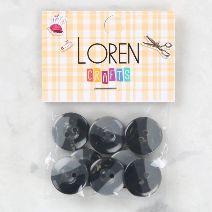 Loren Crafts 8li Düğme Gri - 1129
