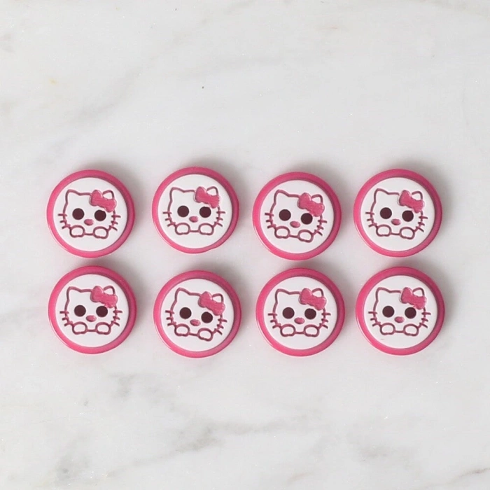 Loren Crafts 8 li Fuşya Kedi Düğme - 587