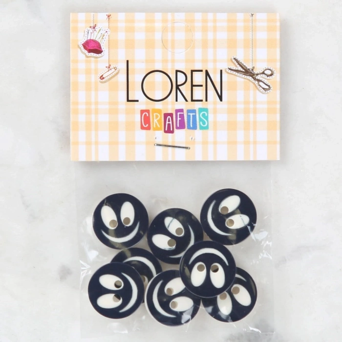 Loren Crafts 8 li Gülen Yüz Beyaz Düğme - 0611