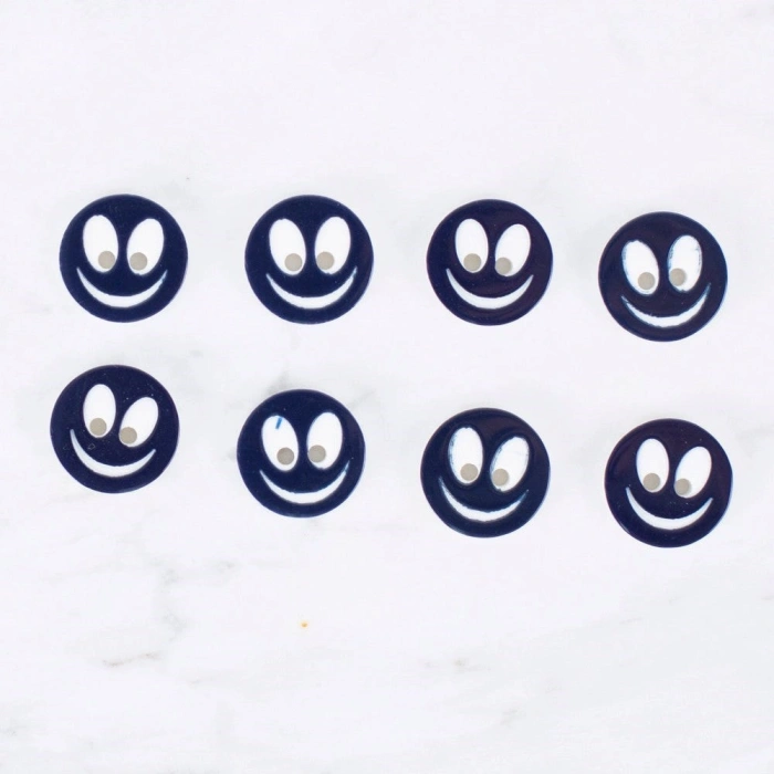 Loren Crafts 8 li Gülen Yüz Siyah Düğme - 0522