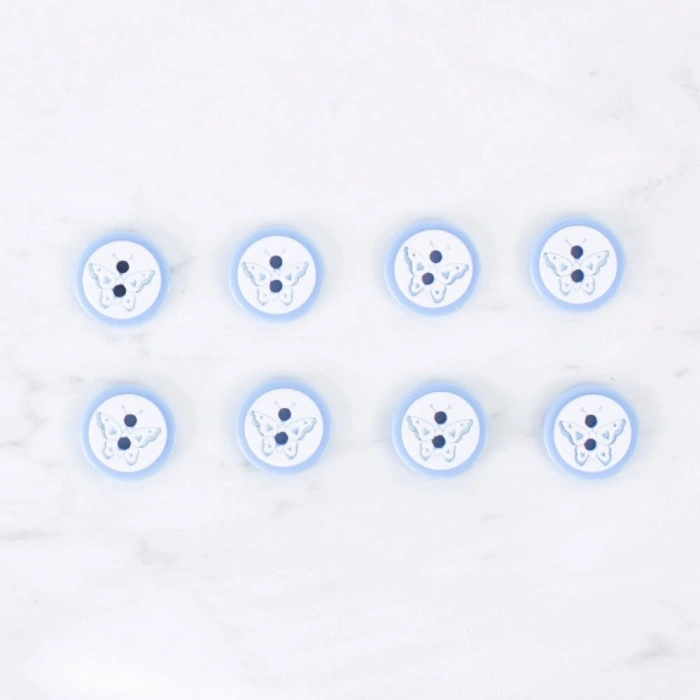 Loren Crafts 8 li Kelebek Mavi Düğme - 0513