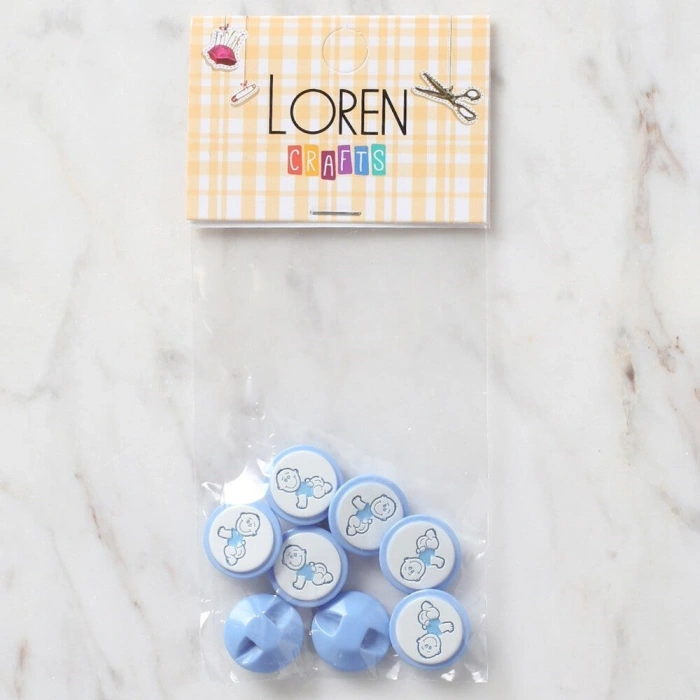 Loren Crafts 8 li Mavi Bebek Düğme - 369
