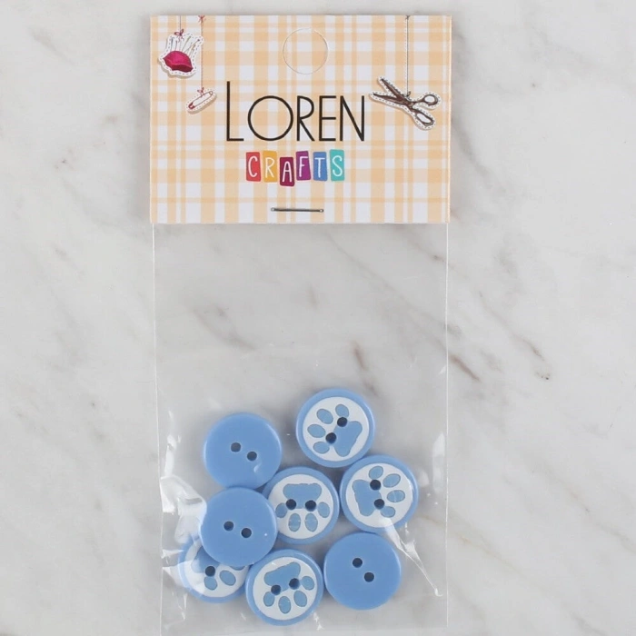 Loren Crafts 8 li Mavi Pati Düğme - 614