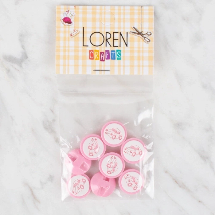 Loren Crafts 8 li Pembe Düğme - 398