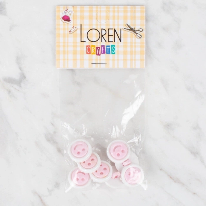 Loren Crafts 8 li Pembe Gülen Yüz Düğme - 635