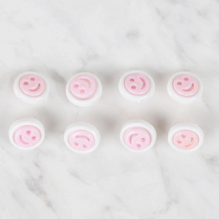 Loren Crafts 8 li Pembe Gülen Yüz Düğme - 635