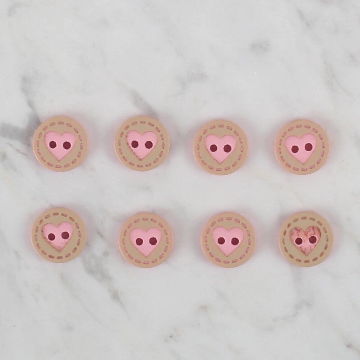 Loren Crafts 8 li Pembe Kalp Düğme - 328