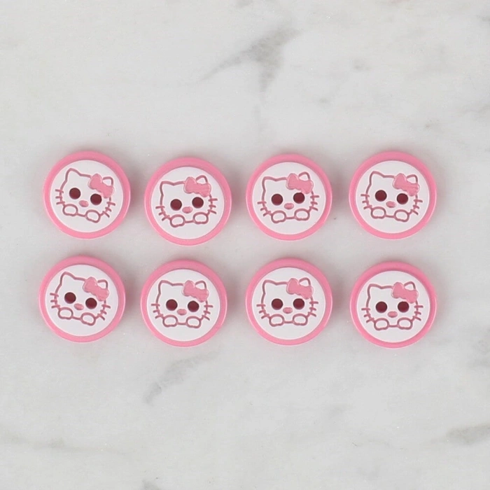 Loren Crafts 8 li Pembe Kedi Düğme - 584