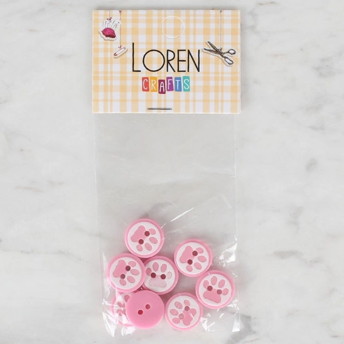 Loren Crafts 8 li Pembe Pati Düğme - 615