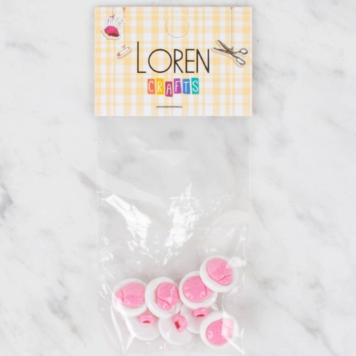 Loren Crafts 8 li Pembe Uğur Böceği Düğme - 646