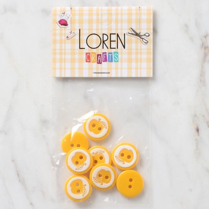 Loren Crafts 8 li Sarı Elma Düğme - 468