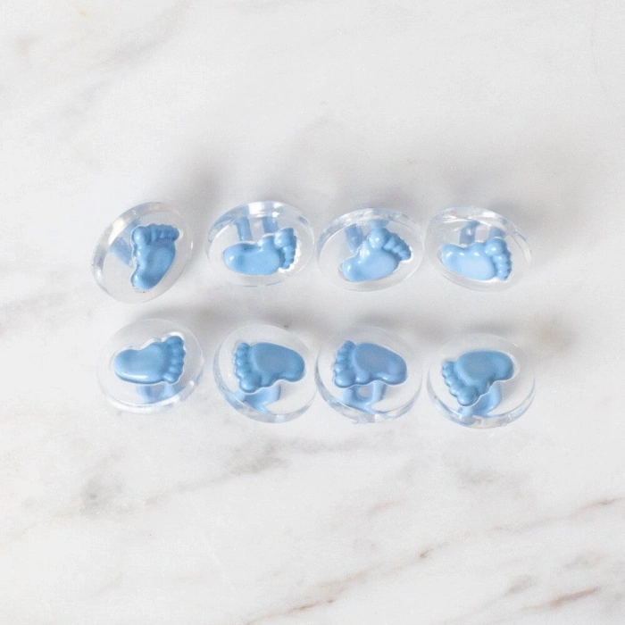 Loren Crafts 8 li Şeffaf Mavi Ayak Düğme - 272