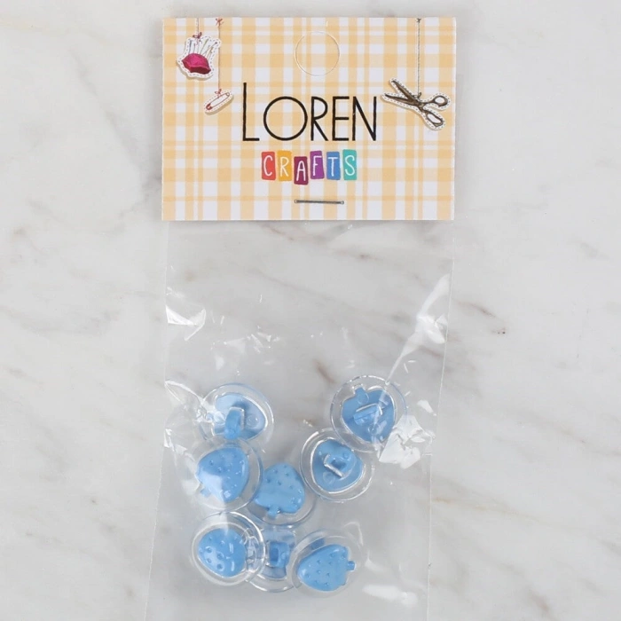 Loren Crafts 8 li Şeffaf Mavi Çilek Düğme - 264