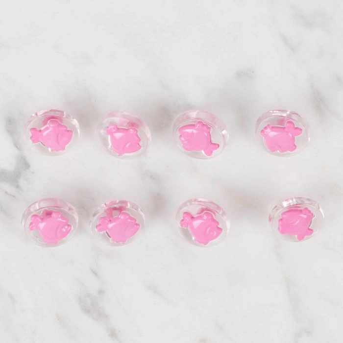 Loren Crafts 8 li Şeffaf Pembe Balık Düğme - 257