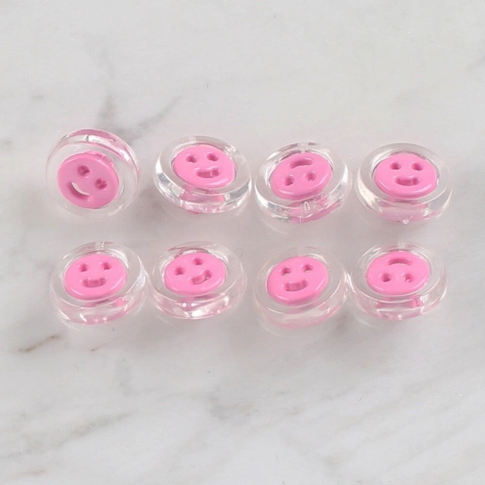 Loren Crafts 8 li Şeffaf Pembe Düğme - 260