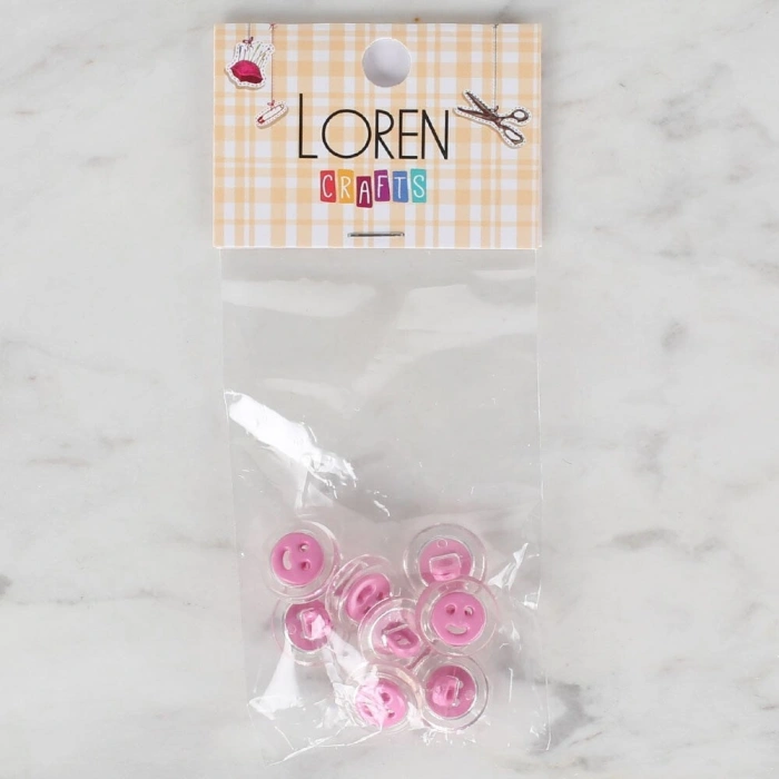 Loren Crafts 8 li Şeffaf Pembe Düğme - 260