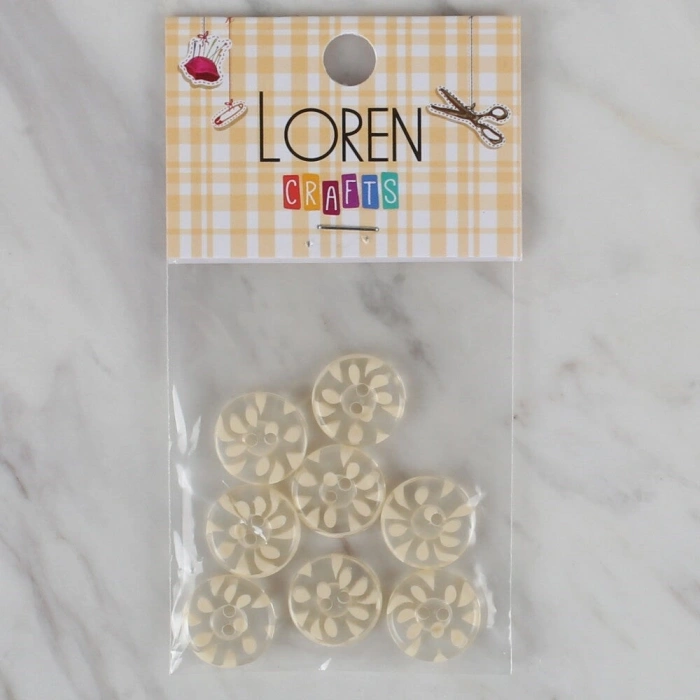 Loren Crafts 8 li Şeffaf Sarı Düğme - 30