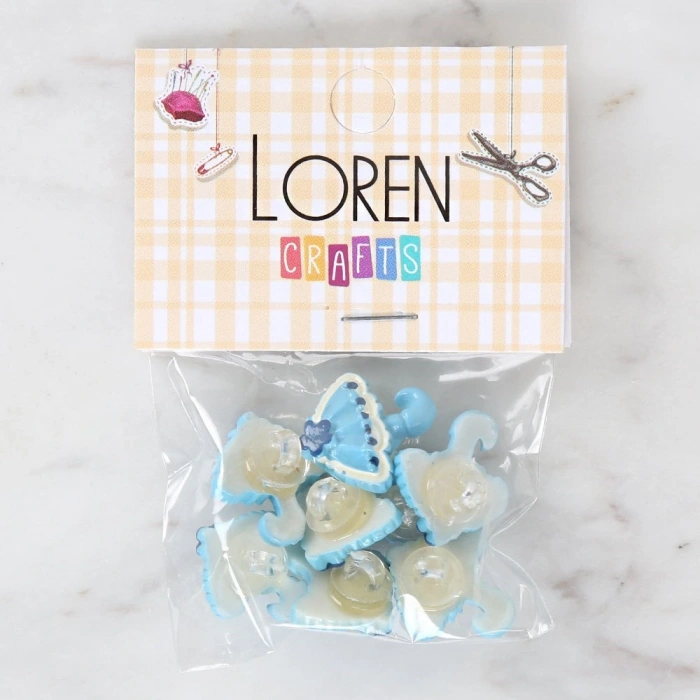 Loren Crafts Bebe Mavi 8li Düğme - 3010